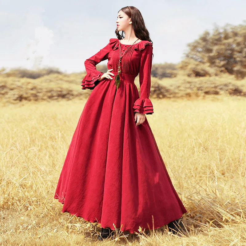 Lente Oorspronkelijke Ontwerp Vestido Modis Herfst Vrouwen Vintage Palace Stijl Slanke Vlinder Mouw Rode Corduroy Maxi Lange Jurk Vadim Lente Oorspronkelijke Ontwerp Vestido Modis Herfst Vrouwen Vintage Palace Stijl Slanke Vlinder Mouw Rode Corduroy Maxi Lange Jurk Vadim