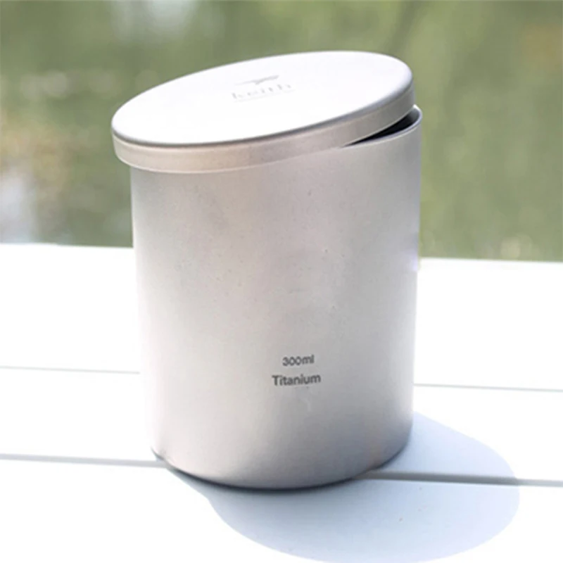 

Keith 300ml Titanium Cup Mug Double-wall Vacuum Thermal Insulation Water Cup Camping Picnic Cookware With Lid Cover 114g Ti81