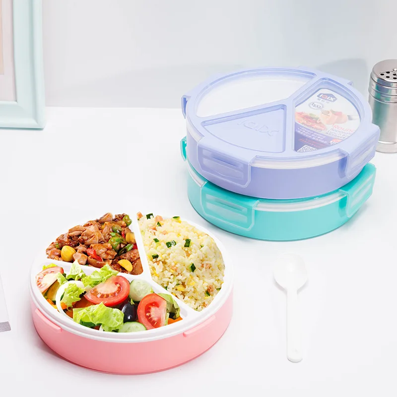 Ланч-бокс 3 сетки BPA Free Microwavable детский Bento с ложкой Портативный контейнер для