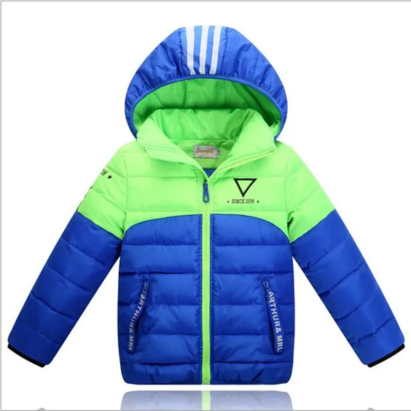 

New Winter Children's Down Jacket  Girl Boys Fashion Patchwark Hooded Down Coat  Thick Warm  Children's Clothing Coat Boy