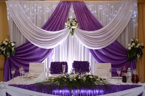 Белый свадебный фон с виноградом фиолетовые лебедки 10 футов высотой x 20 футов Длина