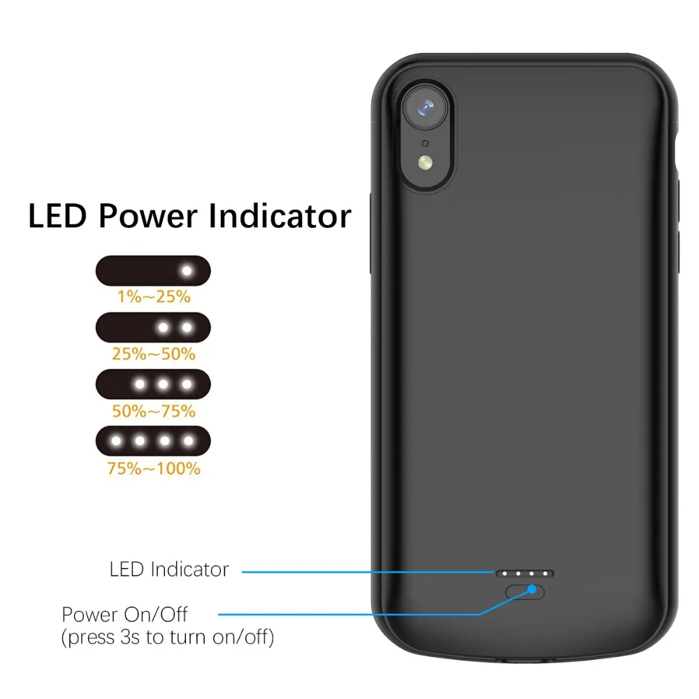 

5000mah battery case For iPhone XR Charger Case Without Audio External Backup Charger Power Bank Case For iPhone XR