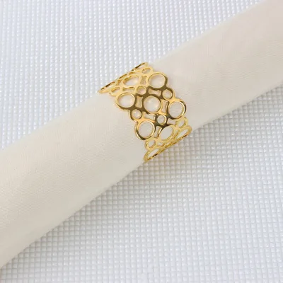 12 шт./лот SHSEJA круглое полое кольцо для салфеток Отель красивое кольцо для салфеток свадебный банкет кольцо для салфеток настольные украшения - Цвет: Золотой
