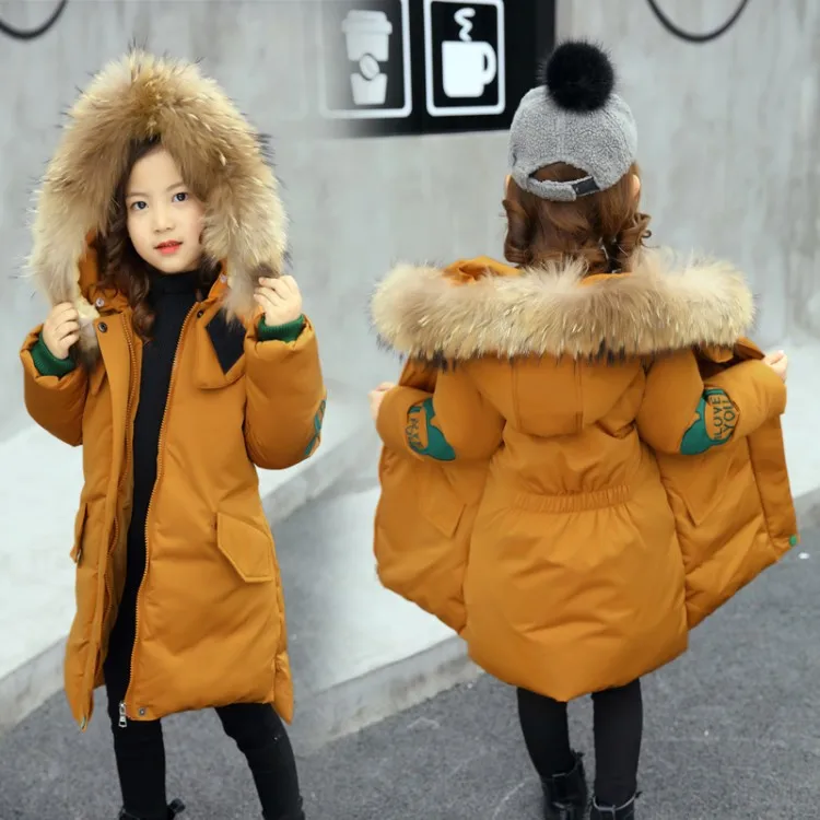 

Girl Winter Jackets 2018 New Fashion Fur Collar Coat Kids Winter Thick Cotton Outwear Toddler Snowsuit Children Clothing 9 10 12