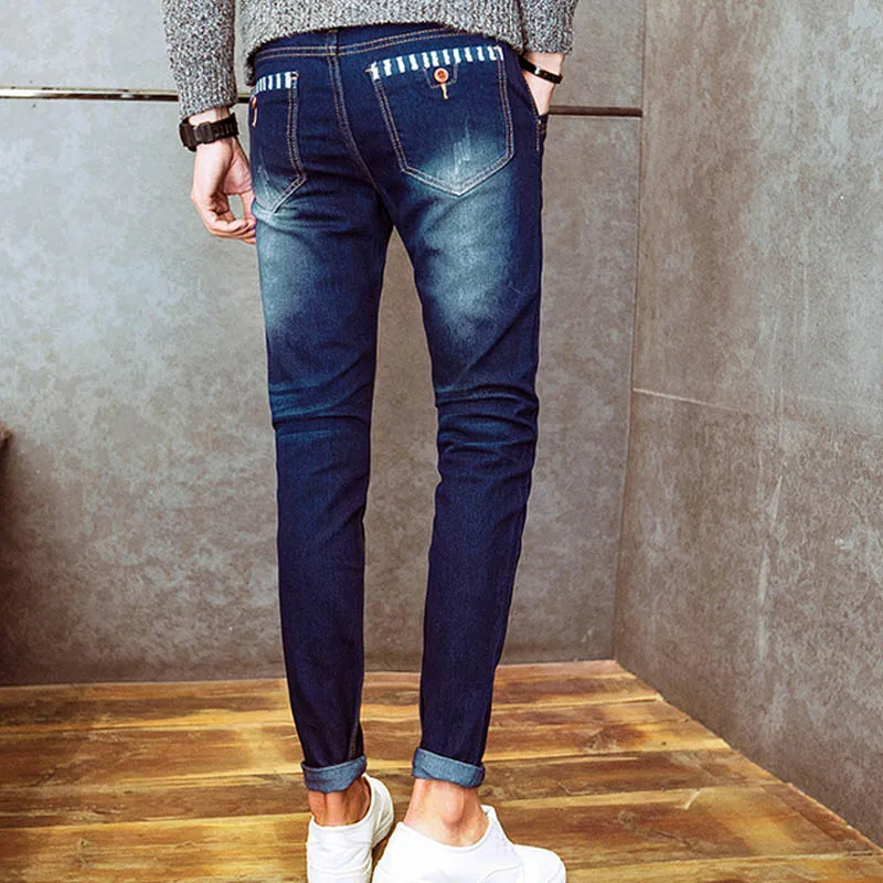 

New 2017 spring autumn Cheap Hip hop pencil pants Skinny jeans men solid leg Slim fit Grey Denim Teenager biker jeans 28-34