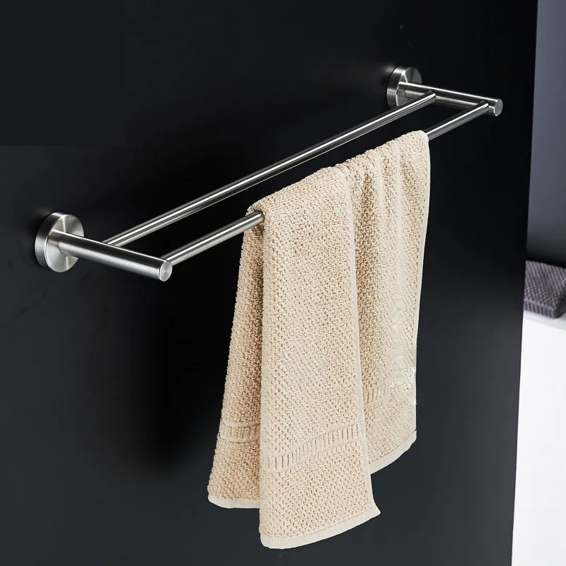 Nickel Brushed Bathroom Towel Bars Wall Mount Stainless Steel Double