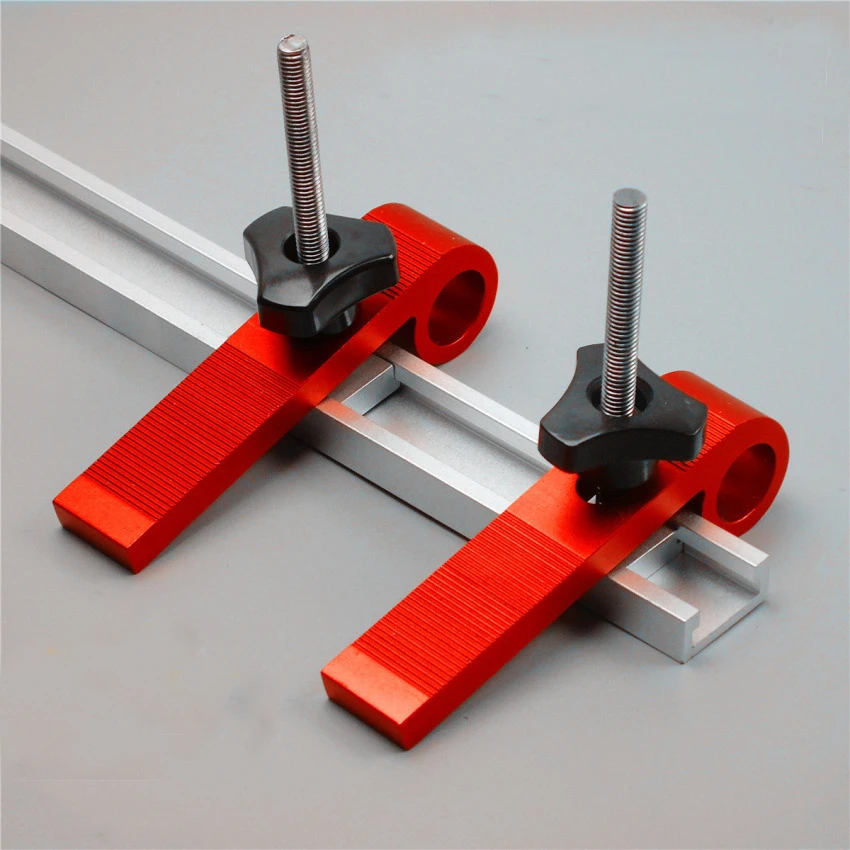 

2sets Universal Clamping Blocks Clamps Woodworking Joint Hand Tool M8 Screw Set Carpentry T Chute 125x26x10mm Anodized Surface