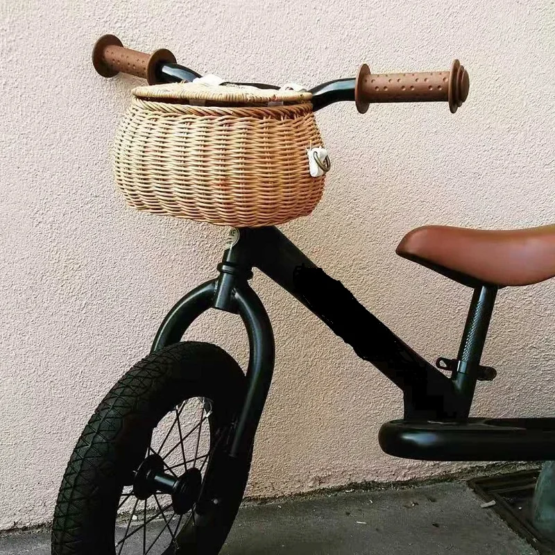 

Children's Bicycle Front Basket Rattan Handlebar Bike Basket Bag Cargo Bicycle Wicker Storage Basket Cycling Bicycle Bucket Bag