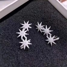 Медная основа AAA кубический цирконий проложенный набор 3 звезды серьги гвоздики для женщин ухо манжеты вечерние аксессуары модный бренд brincos