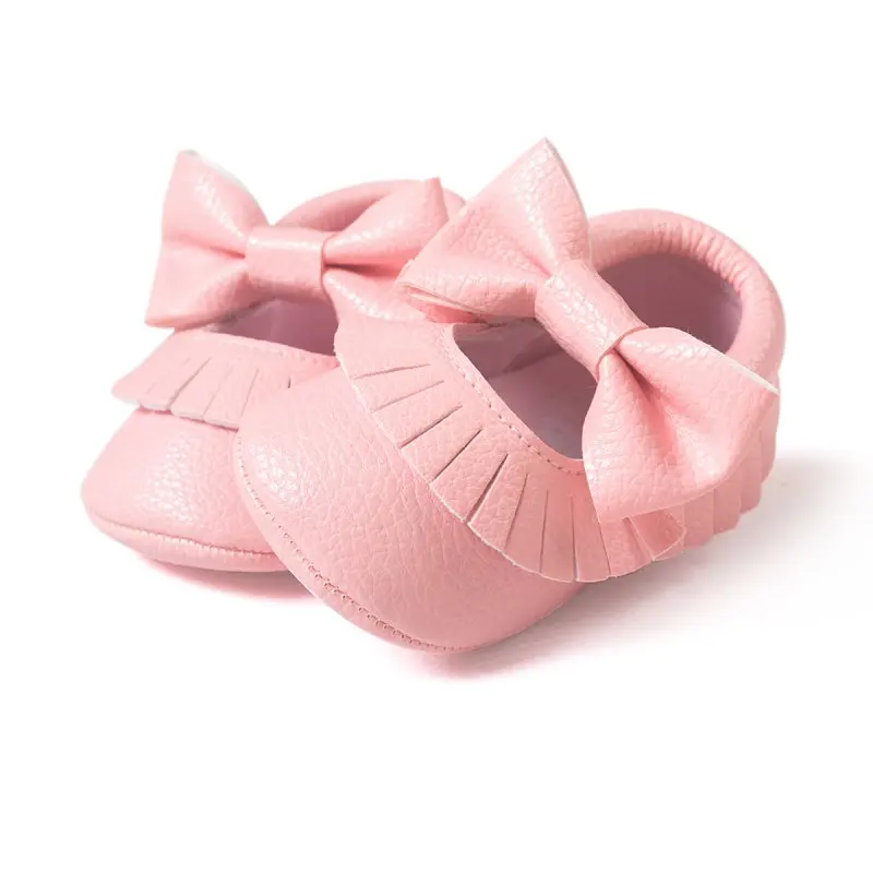 Baby Cute Bow Shoes Soft Sole Moccasin Newborn Babies PU leather Slip-on First Walker