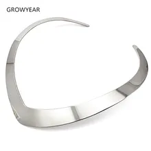 Модные украшения Нержавеющая сталь Цепочки и ожерелья s V фигурный нагрудник крутящий момент ожерелья серебряного цвета для Для женщин в богемном стиле Короткие Цепочки и ожерелья