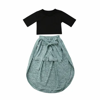 

Toddler Kids Baby Girl Clothes Set 2019 Summer Crop Tops T-shirt+Shorts Skirt 2PCS Outfits Children Clothes Set 6M-5Y