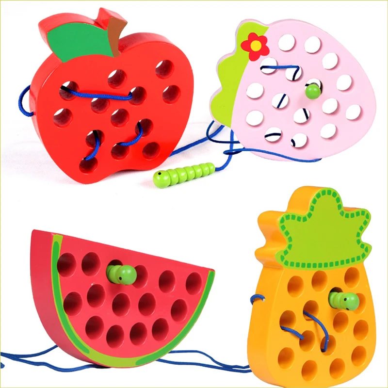 Brinquedos educativos infantis, brinquedo de madeira divertido com minhoca  comendo frutas maçã pera aprendizagem precoce ajuda brinquedo de presente  para bebês - AliExpress