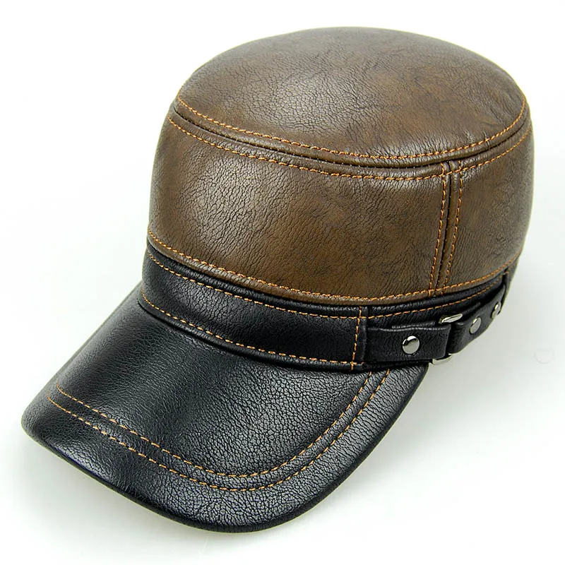 Billige Fibonacci marke qualität männer baseballmütze leder patchwork herbst winter caps einstellbare flatcap mittleren alters erwachsene dad hüte