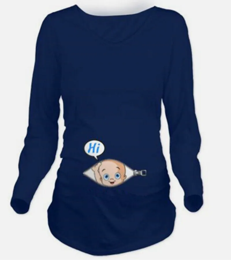 Подростковая одежда для беременных, Забавные топы для беременных женщин, осенняя футболка с длинным рукавом, мультяшная Футболка для беременных, футболки MOM Plus