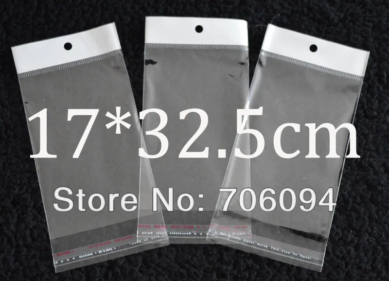 

FreeShipping 17*32.5cm,500pcs/lot Clear Self Adhesive Seal Poly Opp Plastic Bag With Header ,Hole Jewelry Earring Packing bag