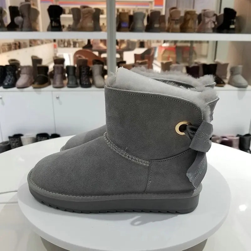 Г., австралийский стиль, женские ботинки из натуральной кожи и натурального меха зимние женские ботинки зимние ботинки с бантом