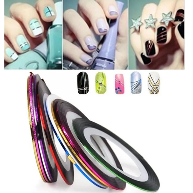 

10PCS Multicolor Rolls Strip Striping Tape Line Wrap Tips Decoration Sticker DIY Nail Art Manicure Professional New