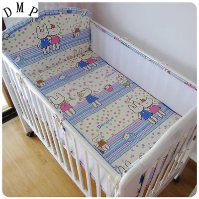 

Promotion! 5PCS crib bumper Cotton Baby Bedding Set Cartoon Pattern Reactive Printing babies bedding ,include:(4bumper+sheet)