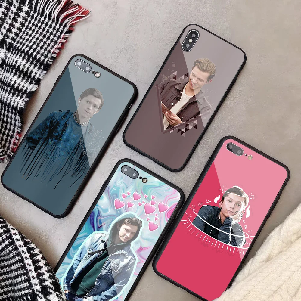 

Marvel Spider Man Tom Holland Tempered Glass Phone Case For iPhone XR XS XS Max 8 7 6 6S Plus For iPhone 5 5C SE 5S X