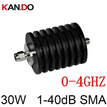30 Вт SMA аттенюатор DC-4Ghz 1-40дб опция затухание питатель Разъем RF коаксиальный разъем 30 Вт Мощность аттенюатор 4 ГГц затухание