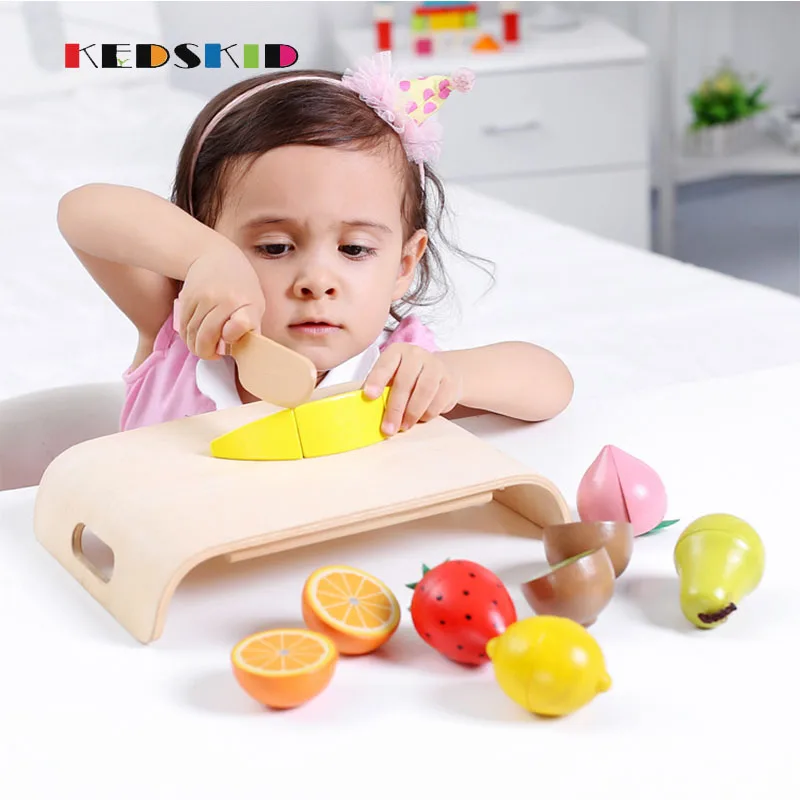 Wooden Cutting Toy Colorful Pretend Play Fruit Vegetable Baby
