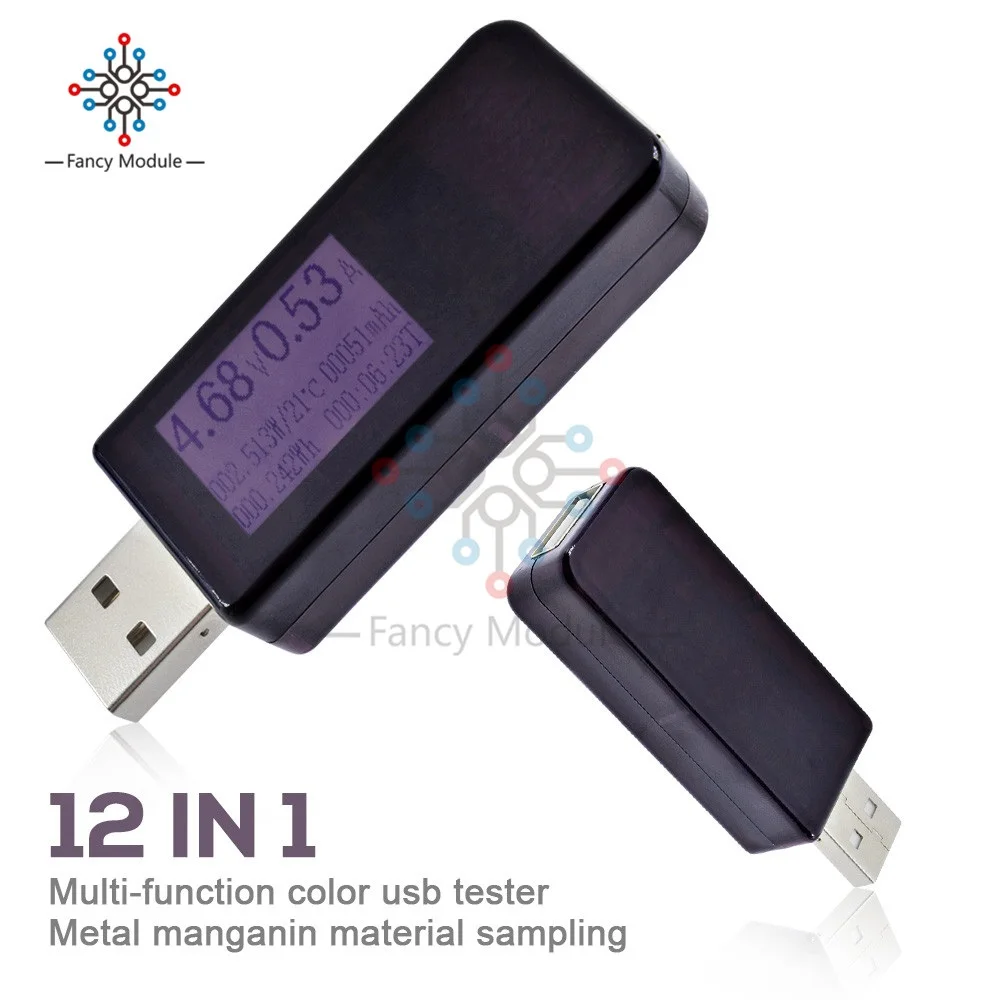 

12 In 1 LCD USB Digital Voltmeter Tester DC 4-30V Amperimete Voltage Current Meter Ammeter Detector Power Bank Charger Indicator