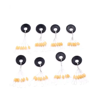 

600 Pcs Or 60 Pcs / Set 6 in 1 yellow Rubber Stopper Oval Bean Space Connector Fishing Float Bobber Stopper Beans Space