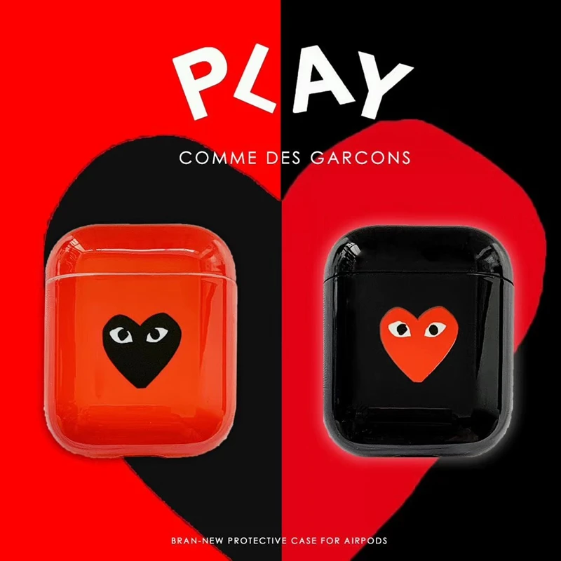 

Fashion Street brand CDG Play Comme des Garcons plastic Headphone Earphone Case For Apple Airpods Accessories hard cover