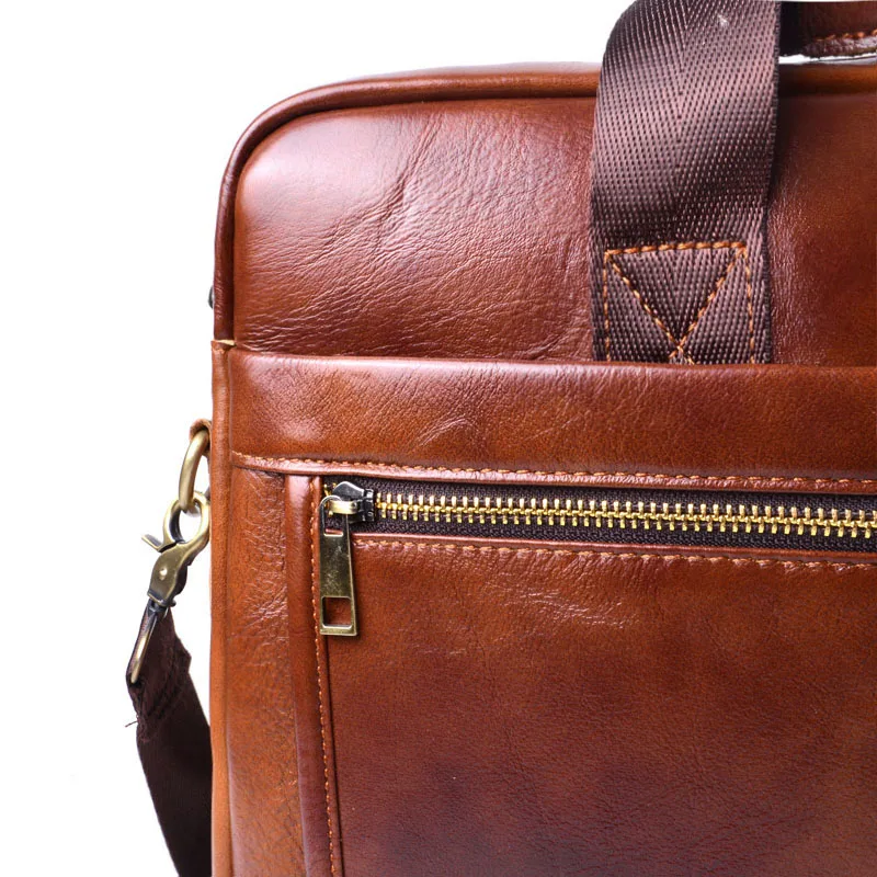 AETOO сумка для ноутбука из натуральной кожи, деловая сумка из воловьей кожи, мужская сумка через плечо, мужской портфель из коричневой кожи для путешествий