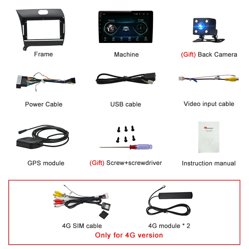 Junsun Штатное Головное устройство For KIA Cerato 2 forte GPS навигатор Android 8.1 aвтомагнитола магнитола 2 din автомагнитолы 2DIN Андроид для Киа церато штатная магнитола 2GB+32GB автомобильная мультимедиа