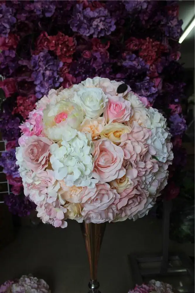 Spr Свадебные планирования Искусственный цветок розы стены фон украшение стола центральным цветок мяч