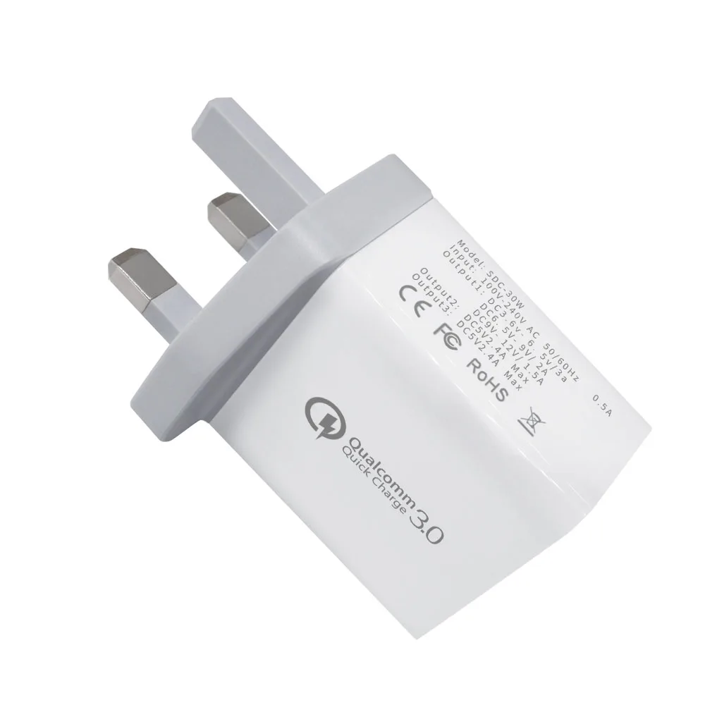 5V 4.8A универсальный сетевой Штепсель Великобритании 3 Pin USB QC 0 адаптер питания