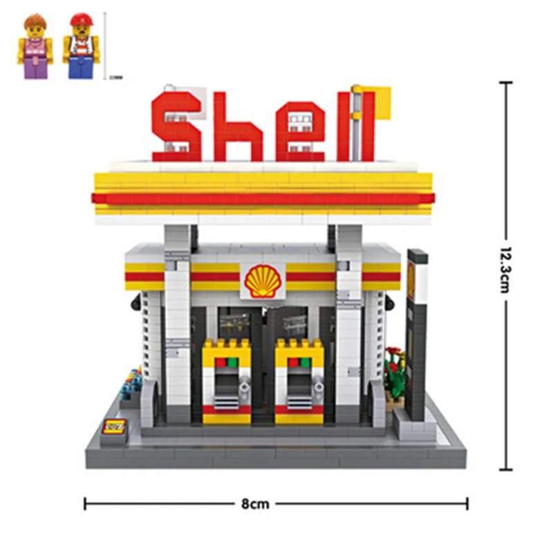 

Hot Sale City Series Mini Street Model Store Shop with McDonald`s Coffee Apple house Building Blocks Toys Legoings Compatible