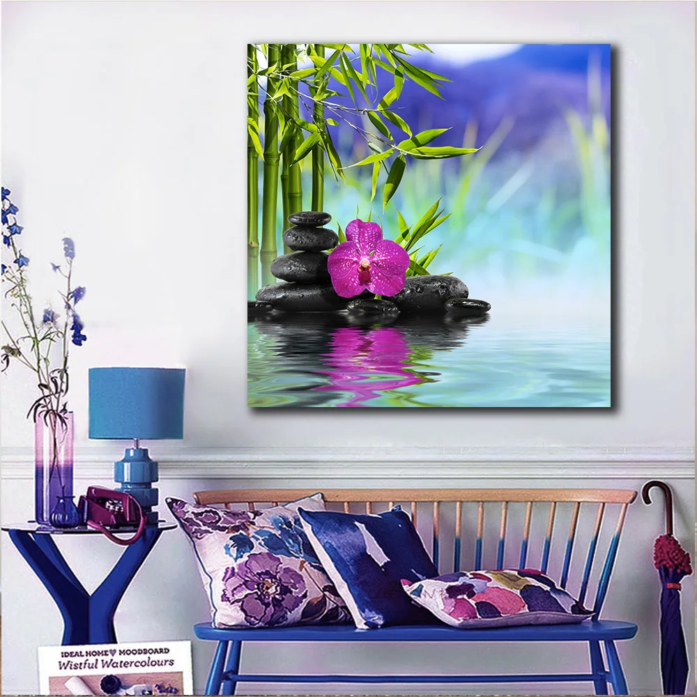 Печать на холсте Картины Wall Art 1 Piece/Pcs камни зеленый бамбук фотографии для