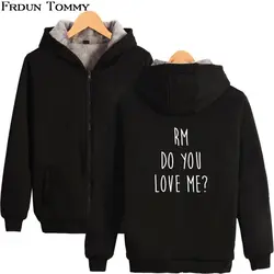 Frdun Tommy BTS толстовки на молнии парки Oversize Толстая хлопковая верхняя одежда повседневное зима/осень утепленная Bangtan обувь для мальчико