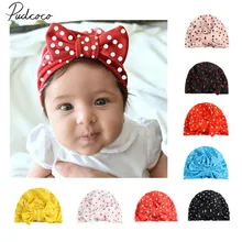 Аксессуары для малышей, унисекс, повязка на голову с бантиком, Шапочка-тюрбан, головной убор, головной убор в горошек, подарки