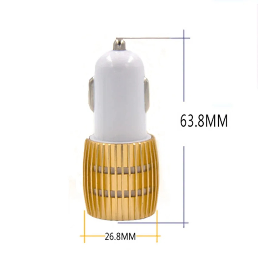 Car Charger Blue Light Alloy Cell Mobile Phone Charger 5V 1A 2.1A Dual USB Quick Charge Adapter For iPhone ios Android Phone (1)