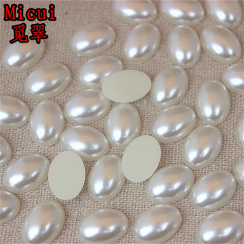 Micui 6*8/8*10/10*14/mm Oval Pearl Beads ABS Half Pearls Flatback Scrapbooking Bead For Jewelry Making Clothes Decoration SM211 | Дом и сад