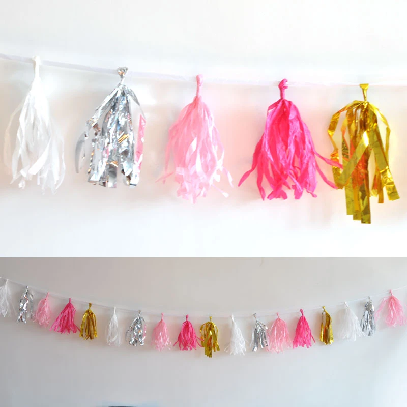 2,5 м цветные баннеры с кисточками в полоску, ленты, вечерние украшения, розовые подвески для девочек на день рождения 3/лот