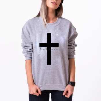 

EnjoytheSpirit Christian Women Sweatshirt Cross Funny Winter Tops Long Sleeve Loose Fit Faith Clothing Streetwear Unisex