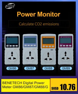 BENETECH цифровой микроизмеритель мощности анализатор монитор GM87 220 В 10 Амперметр Вольтметр Амперметр/тестер частоты AU/EU разъем