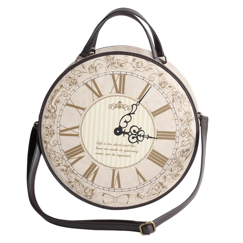 

Japanese Harajuku Retro Wind Print Clock Bag Backpack Ameiliyar Tote Bag Shoulder Bag Round Box