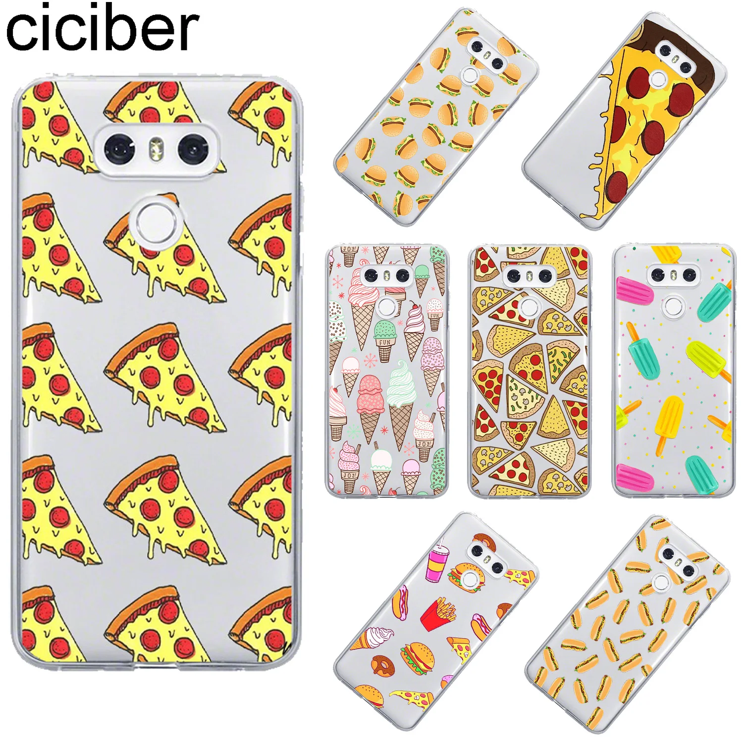

ciciber For LG G6 G7 G5 G4 V20 V30 V35 V40 THINQ Soft TPU Phone Cases For LG K8 K7 K10 K4 2017 2018 K9 K11 Plus Pizza Food Coque