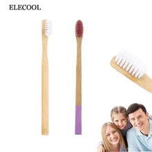 3 шт для взрослых Экологичная Защитная бамбуковая зубная щетка фиолетовая/белая кисть Голова Прямая из бамбука ручка мягкая щетина