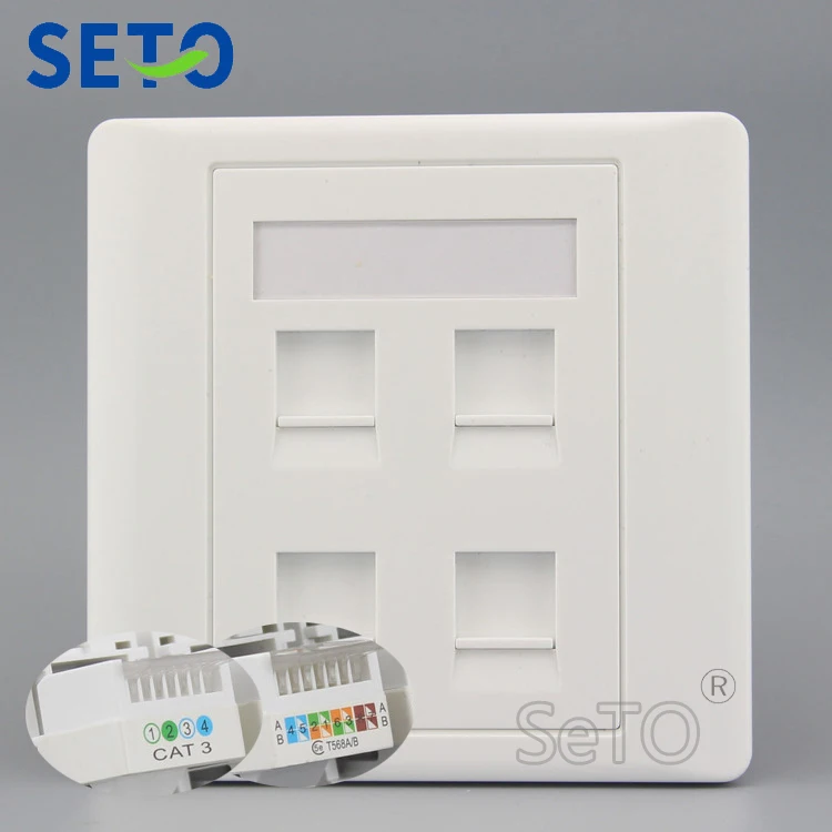SeTo 86 Тип Один RJ45 Cat5e сетевой Lan + три RJ11 Cat3 Телефонная настенная пластина розетка
