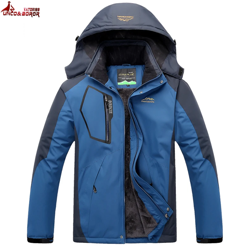 

UNCO&BOROR size L~5XL winter jackets men windproof waterproof outwear fleece thick warm parka coat male Detachable Hood overcoat