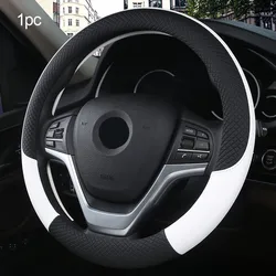 SEAMETAL Premium Leather Sport Style Steering Wheel Cover - Anti-Slip and Anti-Scratch (WHITE)