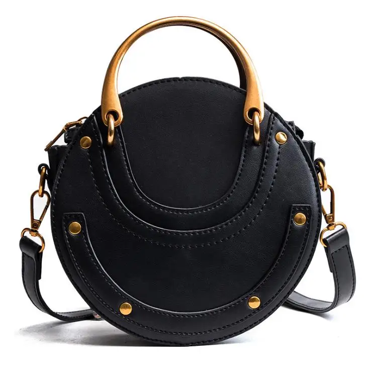 Популярные модные сумки через плечо для женщин, сумка на плечо, сумка из искусственной кожи, женские сумки-мессенджеры, сумочка с кисточками, маленькая круглая сумка - Цвет: Черный
