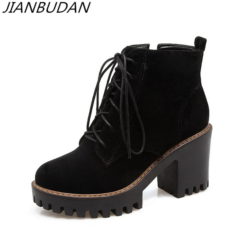 US $21.56 Jianbudan Casual Fashion Autumn Ladies Ankle Boots Platform High Heel Boots Woman NonSlip Winter Cotton Boots Size 3443